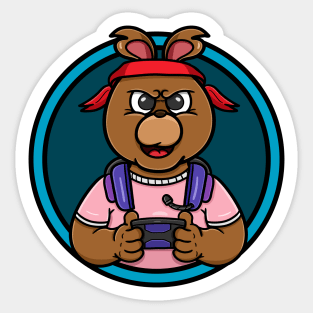 Bear Gaming Cartoon Mascot Sticker